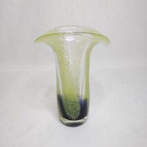 Elegant Green and Blue Summerso Style Blown Glass Tulip Vase From Teleflora